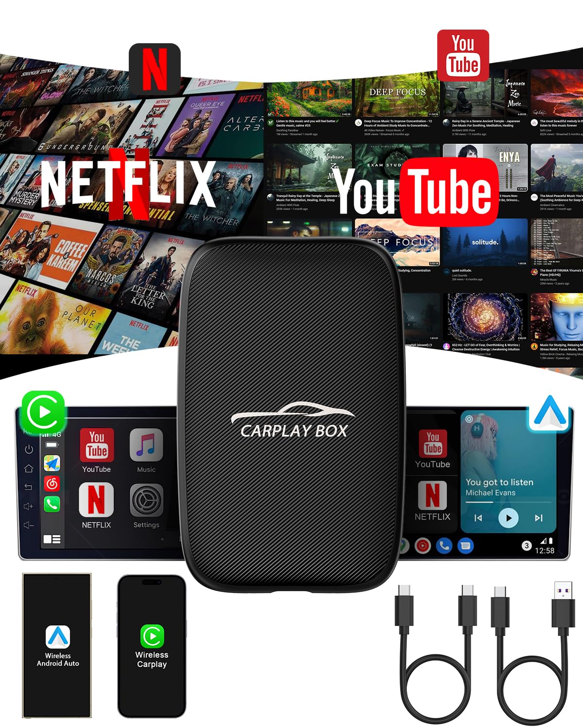 Amazon.com: 5-in-1 Android Auto Wireless Adapter and Apple CarPlay